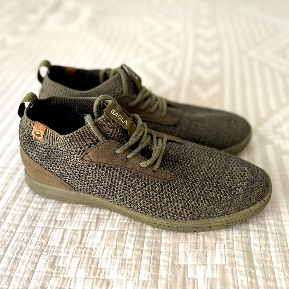 Saola ‘Mindo’ Knit Sneakers, Men 10.5, Burnt Olive